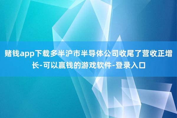 赌钱app下载多半沪市半导体公司收尾了营收正增长-可以赢钱的游戏软件-登录入口